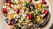 Pearl Couscous Chickpea Salad with Feta and Fresh Herbs