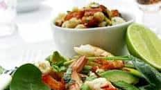 Prawn & avocado platter with lime & chilli dressing