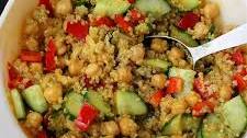Quinoa Chickpea Side Salad with Honey Mustard Dressing.