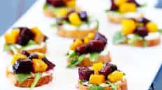 Roasted Beet, Arugula, Goat Cheese & Honey Crostini