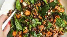 Roasted Sweet Potato Salad with Feta and Bacon