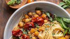 Slow Roasted Chickpea and Tomato Pasta