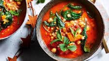 Spiced Moroccan chickpea and spinach soup