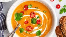 Sweet potato, coconut and chilli soup