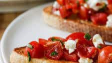 Tomato, basil and feta bruschetta