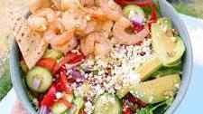 Ultimate Greek Salad with Seasoned Shrimp & Crumbled Feta