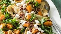 Agnolotti, pumpkin & feta salad with caramelised onion dressing