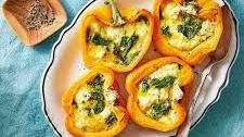 Baked Spinach, Feta & Egg-Stuffed Peppers