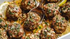 Baked Turkey Meatballs with Lemon Garlic Butter Sauce