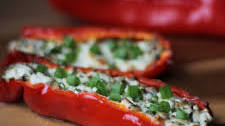 Baked cottage cheese stuffed sweet peppers