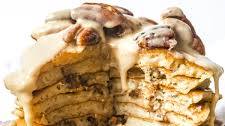 Banana Cinnamon Pancakes with Pecans and Maple Brown Butter Glaze