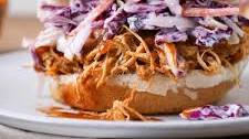 Barbecue Pulled Chicken Sandwiches with Sweet Coleslaw
