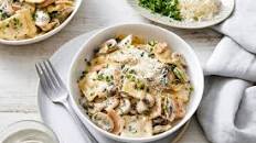 Beef Ravioli with Creamy Mushroom Sauce