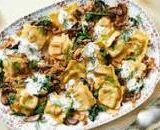 Beef Short Rib Ravioli with Sour Cream, Mushrooms & Dill