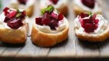 Beet Bruschetta with Goat Cheese and Basil