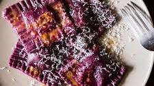 Beet Ravioli with Goat Cheese, Ricotta and Mint Filling