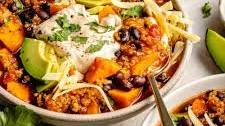 Black Bean, Sweet Potato, and Quinoa Chili with Smoked Chipotle