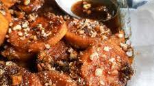 Boozy Bourbon Spiked Candied Yams with Pecan Topping