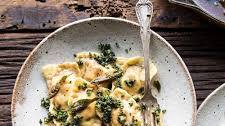 Butternut Squash Cheese Ravioli with Browned Butter Sage Pesto