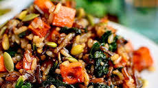 Caramelized Sweet Potato and Kale Fried Wild Rice