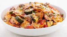 Cheese Ravioli and Mushroom Marinara with zucchini and parsley