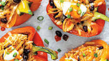 Cheesy BBQ Chicken & Black Bean-Stuffed Peppers
