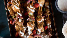 Chicken Shawarma Skewers with Dill Yogurt Sauce