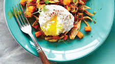 Chicken Sweet Potato Hash with Poached Eggs
