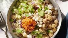 Chickpea & Quinoa Bowl with Roasted Red Pepper Sauce