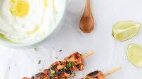 Chili Garlic Chicken Skewers with Yogurt Sauce