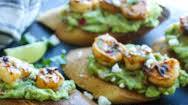 Chili-Lime Shrimp Crostini's with Caramelized Pineapple Guacamole