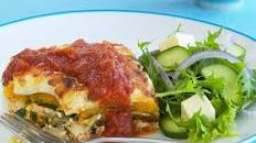 Cottage cheese, pumpkin and spinach lasagne