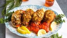 Crab Stuffed and Baked Lobster Tails
