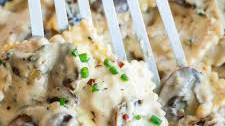 Creamy Balsamic Mushroom Ravioli Alfredo
