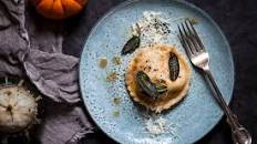 Creamy Butternut Squash and Ravioli with Sage Butter and Amaretto Cookies