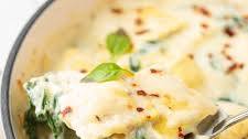 Creamy Cheese Ravioli and Spinach