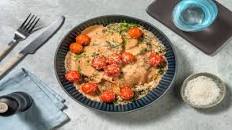 Creamy Pesto Butternut Squash Ravioli with Blistered Tomatoes