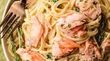 Creamy Salmon Linguine and Asparagus
