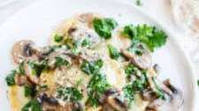 Creamy White Wine Mushroom Spinach Ravioli