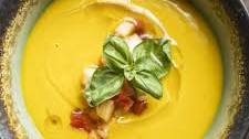 Curried Kabocha Squash Soup with Roasted Pepper Relish