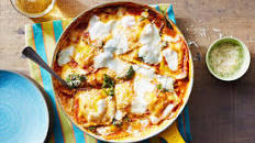 Fast! Butternut Squash Ravioli "Lasagna" with Spinach & Mozzarella