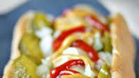 Feisty Mustard Topped Hot Dogs