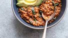 Filling & Nourishing Red Lentil Curry with Spinach