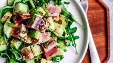 Grilled Tuna Steak Salad with Wasabi Vinaigrette {Yellowfin Tuna Recipe}