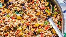 Ground Turkey, Rice and Veggie Skillet