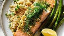 Herb-Crusted Salmon with Asparagus and Quinoa