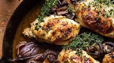 Herbed Ricotta Stuffed Chicken In Cider Pan Sauce with Mashed Cauliflower
