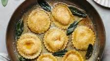 Honeynut Squash Ricotta Ravioli in Brown Butter Sauce
