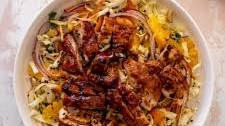 Hot Honey BBQ Chicken Thighs with Citrus Slaw Salad