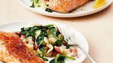 Instant Pot Salmon with Garlic Potatoes and Greens